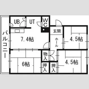 札幌西月寒団地5号棟【00301号室】の間取り