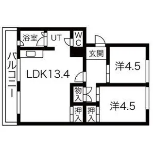 札幌西月寒団地1号棟【00407号室】の間取り