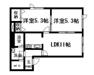 サニーB棟【102号室】の間取り