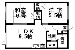 キーウェストハウス月寒【102号室】の間取り