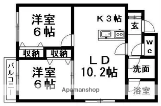 ル・シエル月寒東【402号室】の間取り