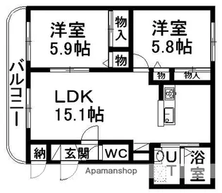北海道札幌市白石区中央一条2丁目【マンション】の間取り