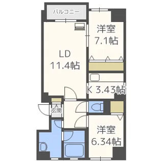 SQUARE MS平岸(スクエアマンションヒラギシ)【1001号室】の間取り