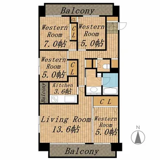 グラティア平岸【3階】の間取り