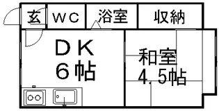 1DKの間取り画像