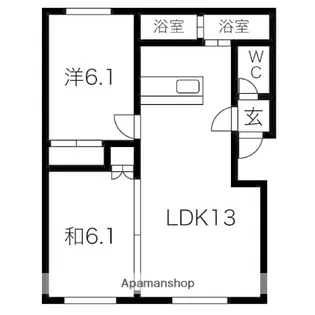 グローバル南平岸【1階】の間取り