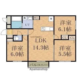 北海道札幌市厚別区厚別中央三条3丁目【マンション】の間取り