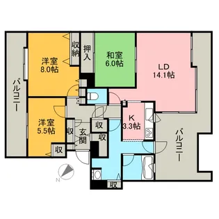 北海道札幌市西区発寒七条12丁目【マンション】の間取り