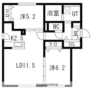 北海道札幌市東区北三十二条東1丁目【マンション】の間取り