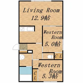 2LDKの間取り画像