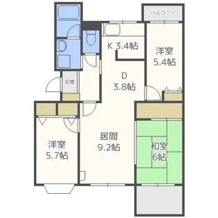 森林公園パークハウス西壱C棟【204号室】の間取り