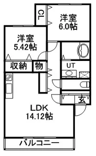 シェルピア厚別【1階】の間取り