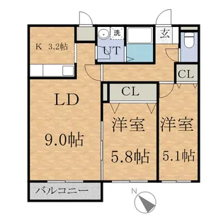 ルーモス野幌(ルーモスノッポロ)【302号室】の間取り