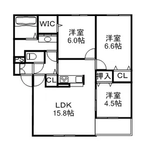 コンフォール平和通り【202号室】の間取り