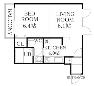 1DKの間取り画像