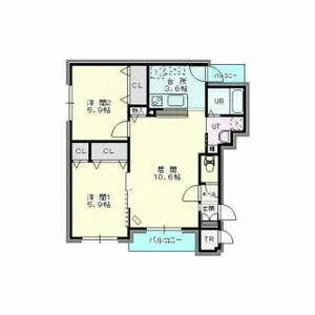 パレスイン南郷Ⅰ【2階】の間取り