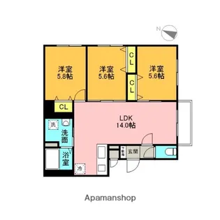 システムコート新札幌Ⅱ【4階】の間取り