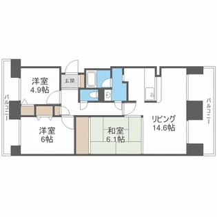 ライオンズステーションプラザ新札幌【6階】の間取り