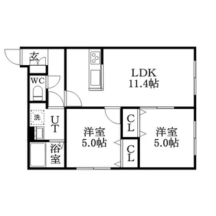 クラリス菊水Ⅱ【402号室】の間取り