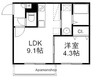 ロアジ南郷【1階】の間取り