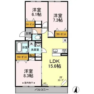 ルーチェ大谷地【3階】の間取り