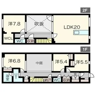 ル・ケレステラスドスクエアS棟【5号室】の間取り