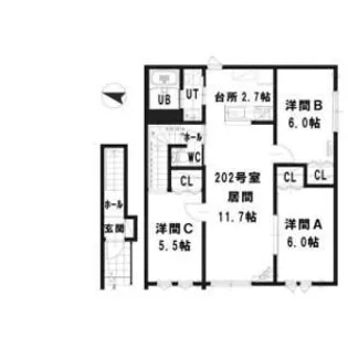 ルミエール東共栄【2階】の間取り