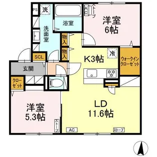 ORKA VILLAGE E【1階】の間取り