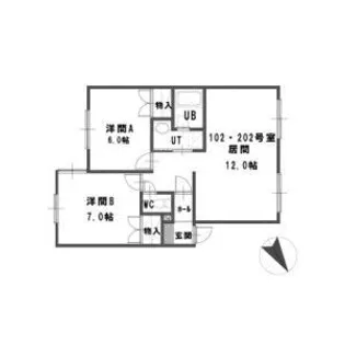 ルミエール北郷B【2階】の間取り