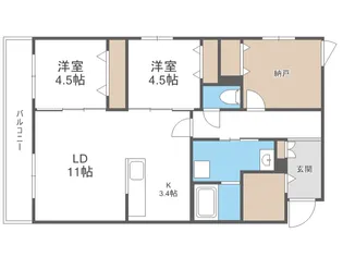 クレスト豊平公園【2階】の間取り