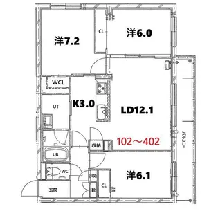 BASE厚別【402号室】の間取り