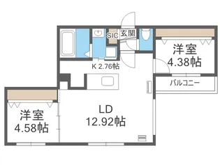 仮)GAー厚別中央3ー3MS【4階】の間取り