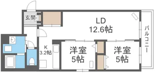 BLANC TERRACE 白石【102号室】の間取り