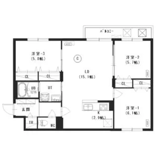 BLANC TERRACE 白石【403号室】の間取り