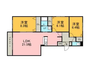 ブールバール【3階】の間取り