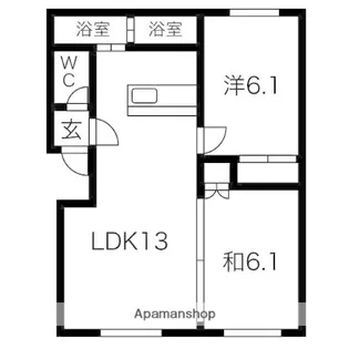 グローバル南平岸【1階】の間取り