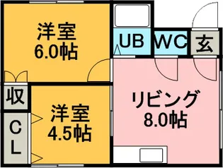 岩間ハイツ1【2号室】の間取り