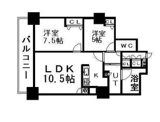 PRIME URBAN札幌 RIVER FRONT【00305号室】の間取り