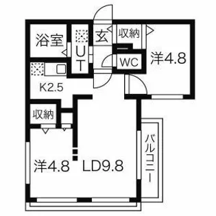 2LDKの間取り画像