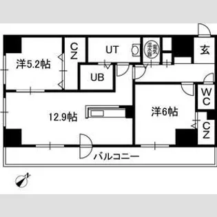 フローラ中の島【6階】の間取り