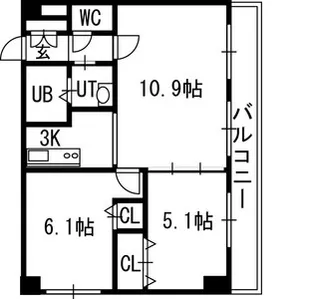 グランカーサ南11条【00303号室】の間取り