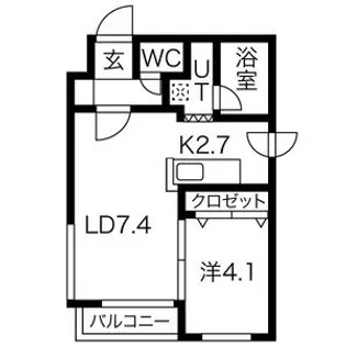 クラージュ豊平公園II【1階】の間取り
