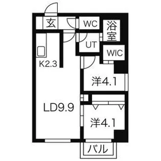 ボヌール学園前【4階】の間取り