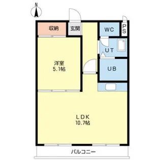 KC中の島【102号室】の間取り