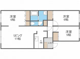 カクタハウスD棟【205号室】の間取り