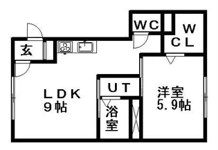 グランメール学園前【102号室】の間取り