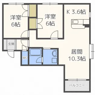 グランコート上野幌【2階】の間取り