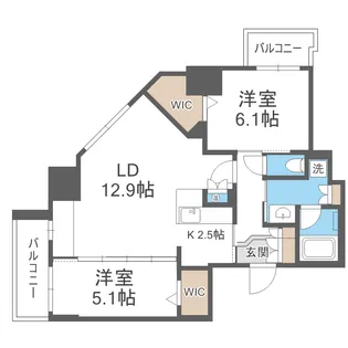 Fリミテッド北広島【15階】の間取り