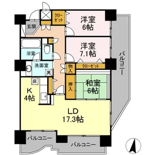 リブウェル真駒内緑町【9階】の間取り