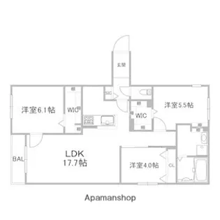 ブランシャール菊水HD【3階】の間取り